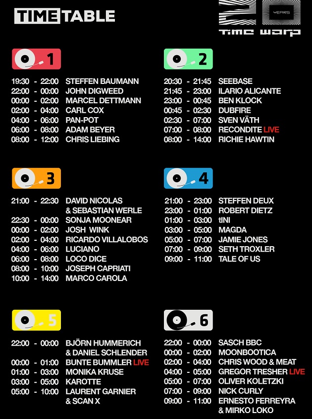 Time Warp 2014 Timetable